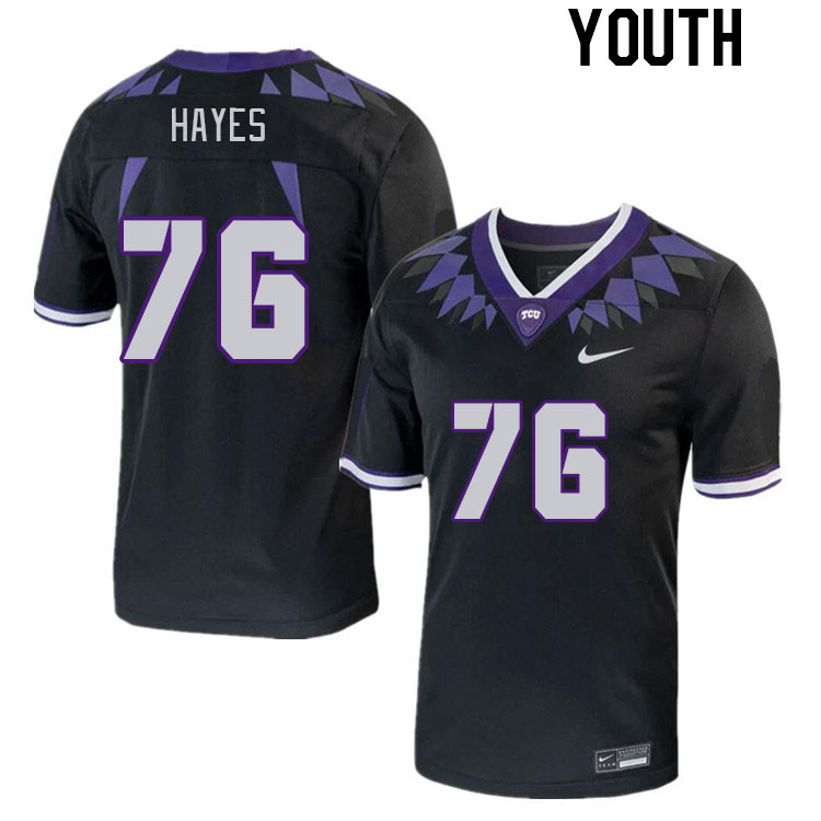 Youth #76 Garrett Hayes TCU Horned Frogs 2023 College Footbal Jerseys Stitched-Black